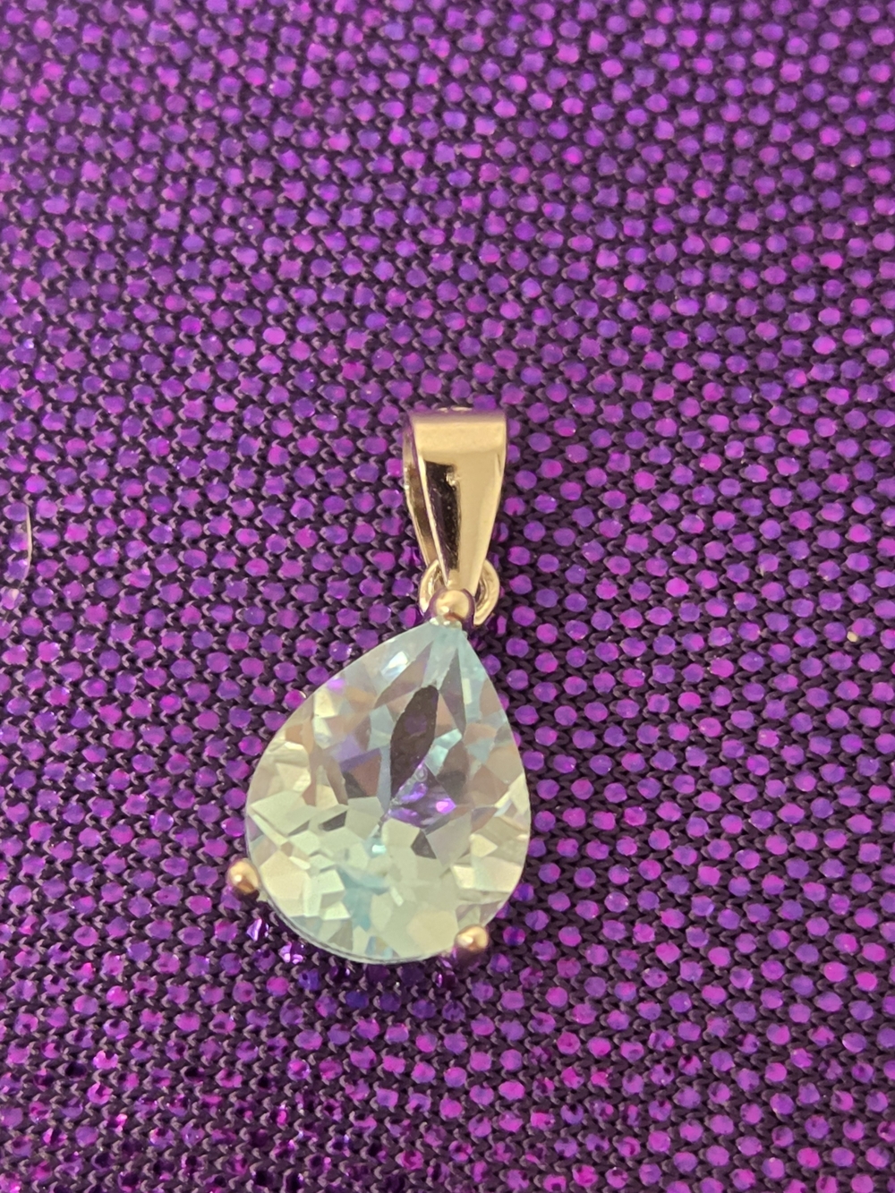 925 Sterling Silver Teardrop Aquamarine Pendant